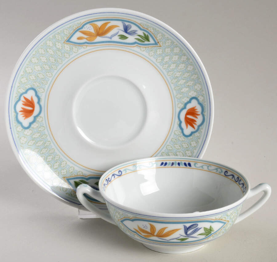 Mandalay Flat Cream Soup Bowl & Saucer Set by Charles Field Haviland-1