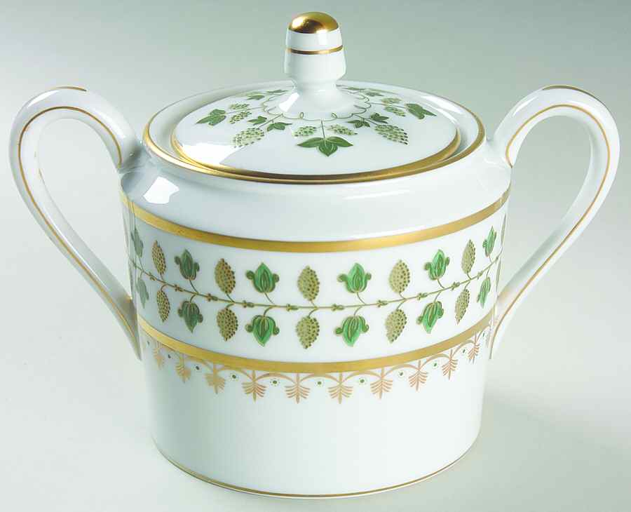 Matignon Green Sugar Bowl & Lid by Charles Field Haviland-1