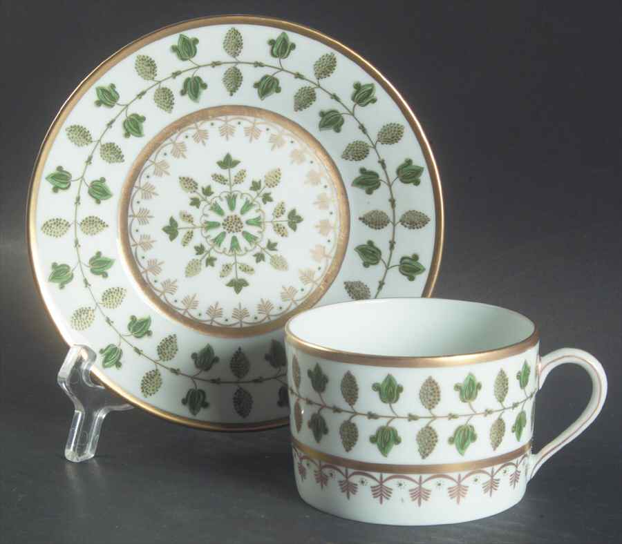 Matignon Green Flat Cup & Saucer Set by Charles Field Haviland-1