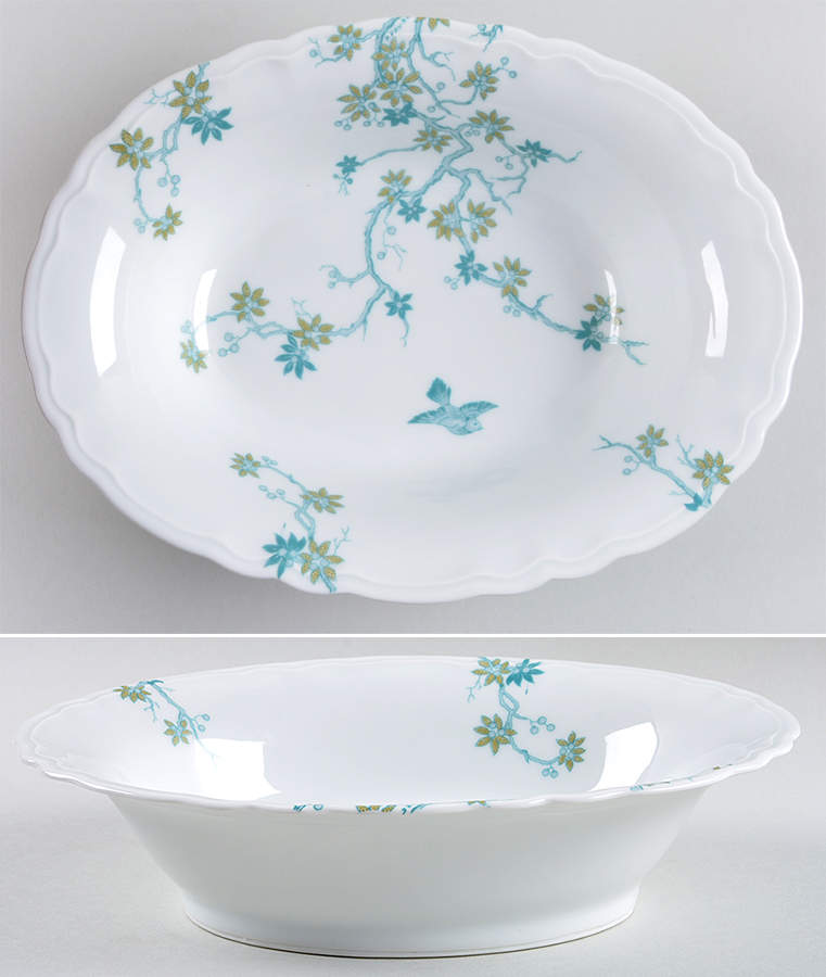 Mesanges 10" Oval Vegetable Bowl by Charles Field Haviland-1