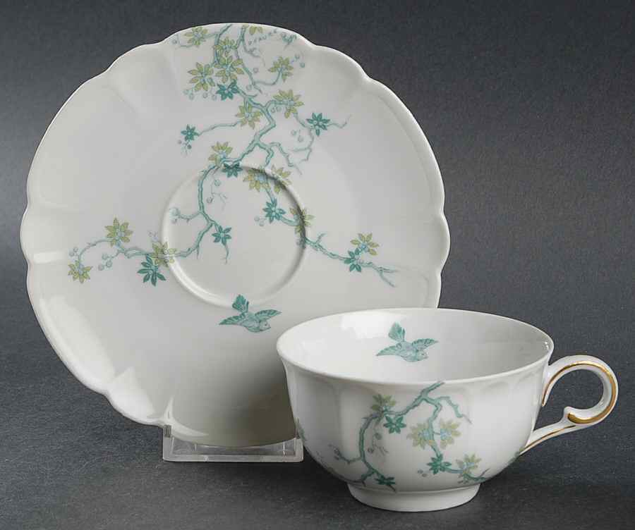 Mesanges Footed Cup & Saucer Set by Charles Field Haviland-1