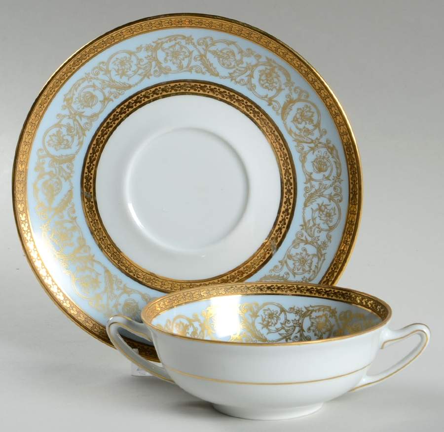 Pascale Flat Cream Soup Bowl & Saucer Set by Charles Field Haviland-1