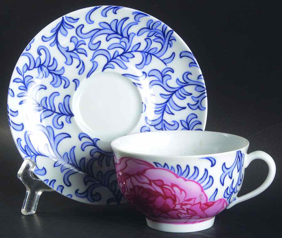 Pivoine De Chine De Canovas Flat Cup & Saucer Set by Charles Field Haviland-1