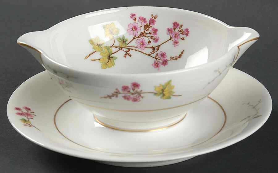 Spring Blossom Gravy Boat with Attached Underplate by Charles Field Haviland-1