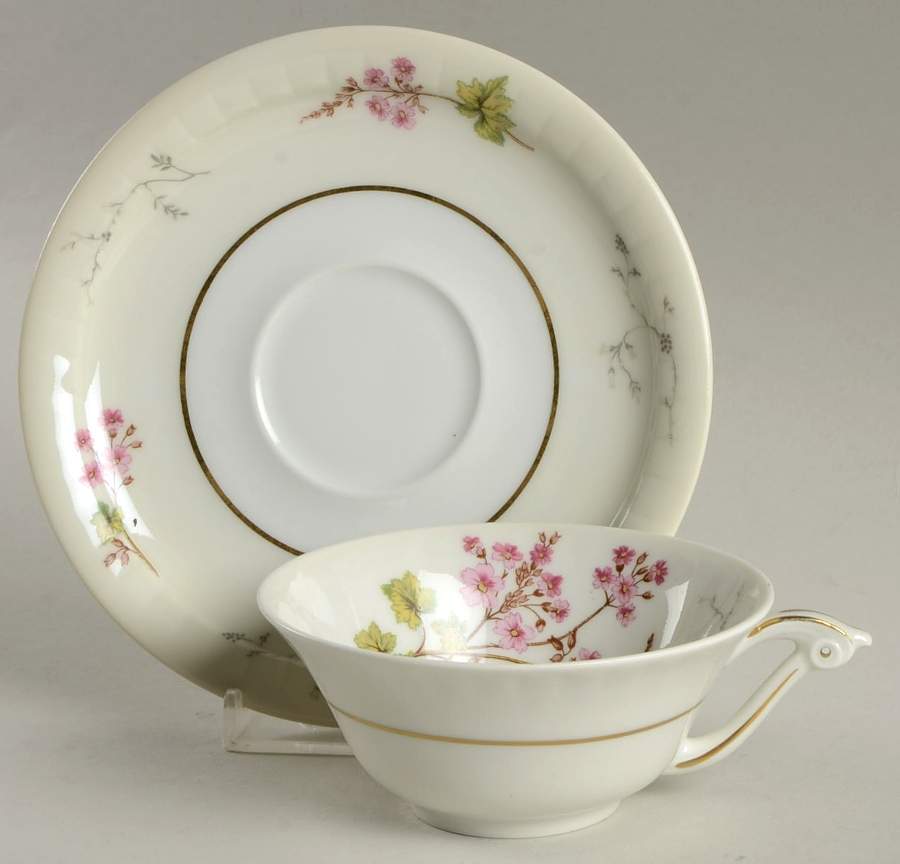Spring Blossom Flat Cup & Saucer Set by Charles Field Haviland-1