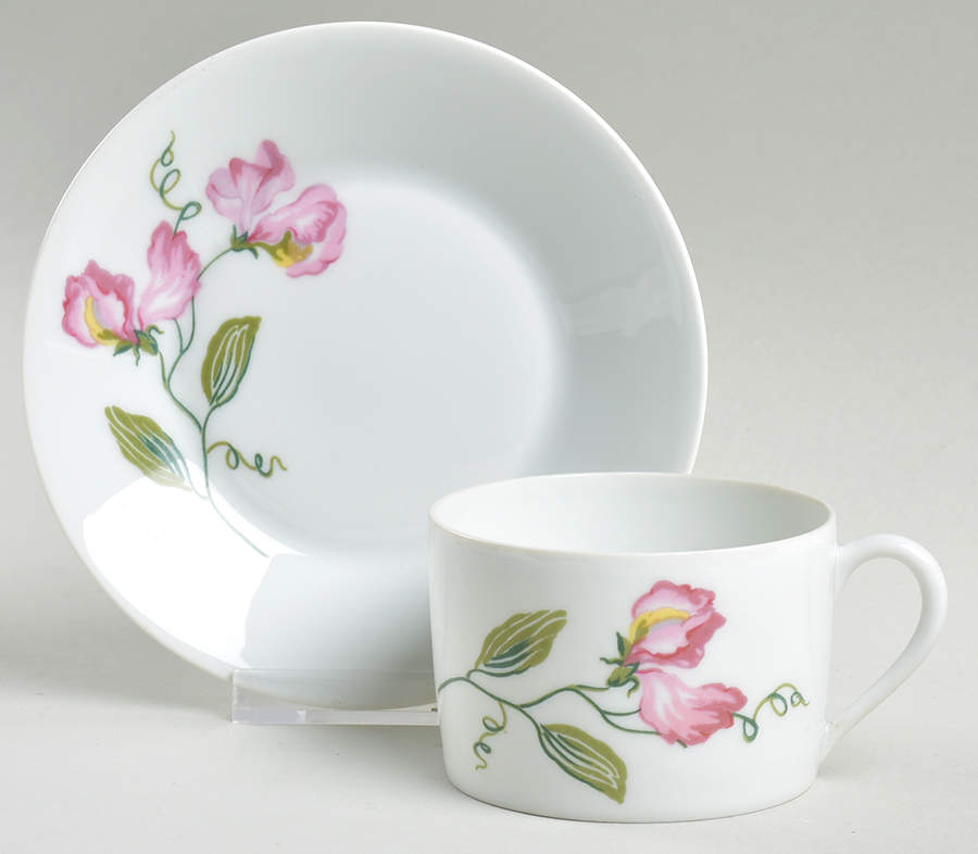 Sweet Peas Flat Cup & Saucer Set by Charles Field Haviland-1