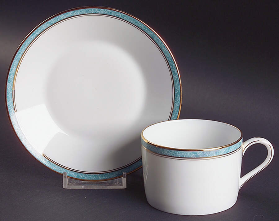 Turquoise Flat Cup & Saucer Set by Charles Field Haviland-1