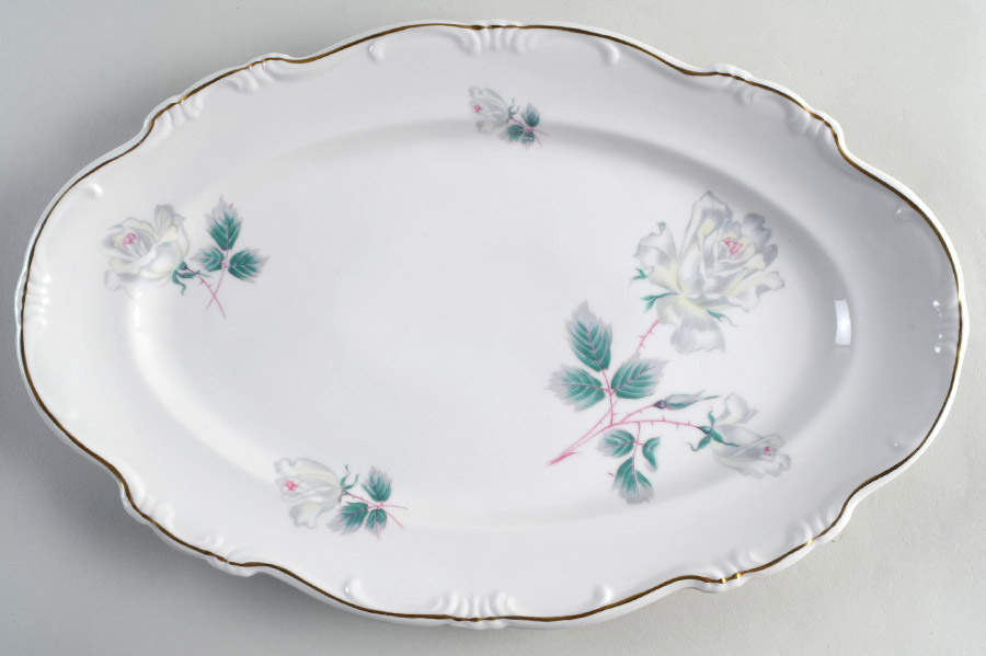 Kashmiri Rose 15" Oval Serving Platter by Chalfonte-1