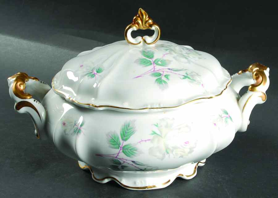 Kashmiri Rose Round Covered Vegetable by Chalfonte-1