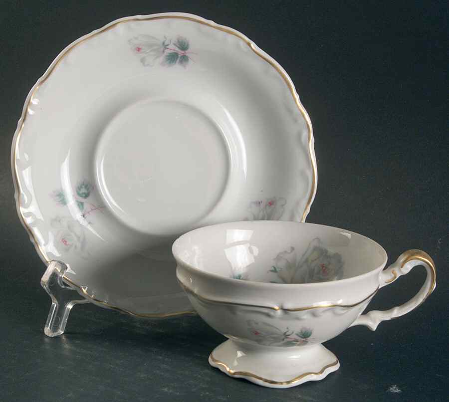 Kashmiri Rose Footed Cup & Saucer Set by Chalfonte-1