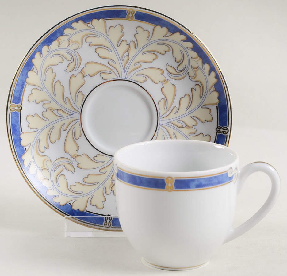 Aida Bleu Flat Demitasse Cup & Saucer Set by Christofle-1