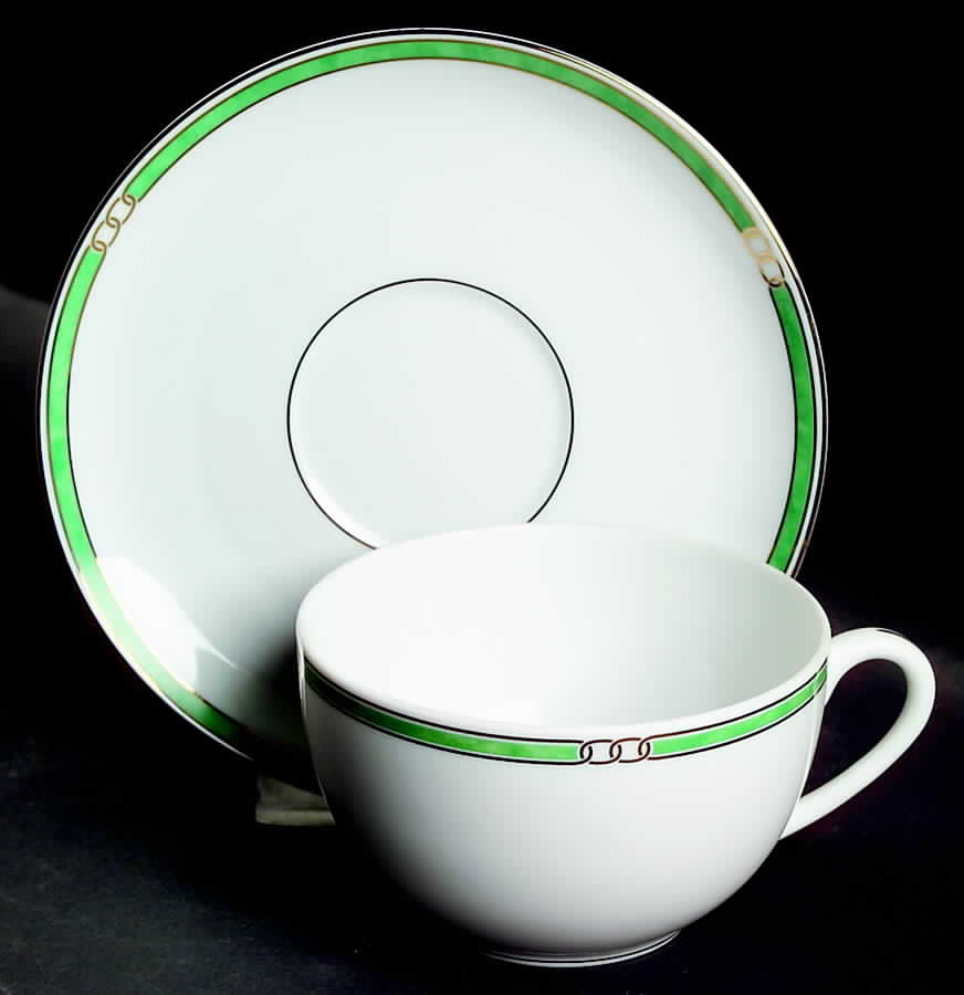 Alliance Green Flat Cup & Saucer Set by Christofle-1