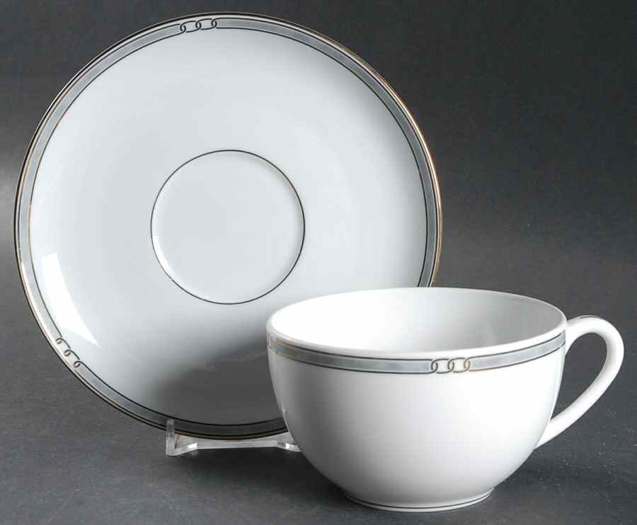 Alliance Grey Flat Cup & Saucer Set by Christofle-1