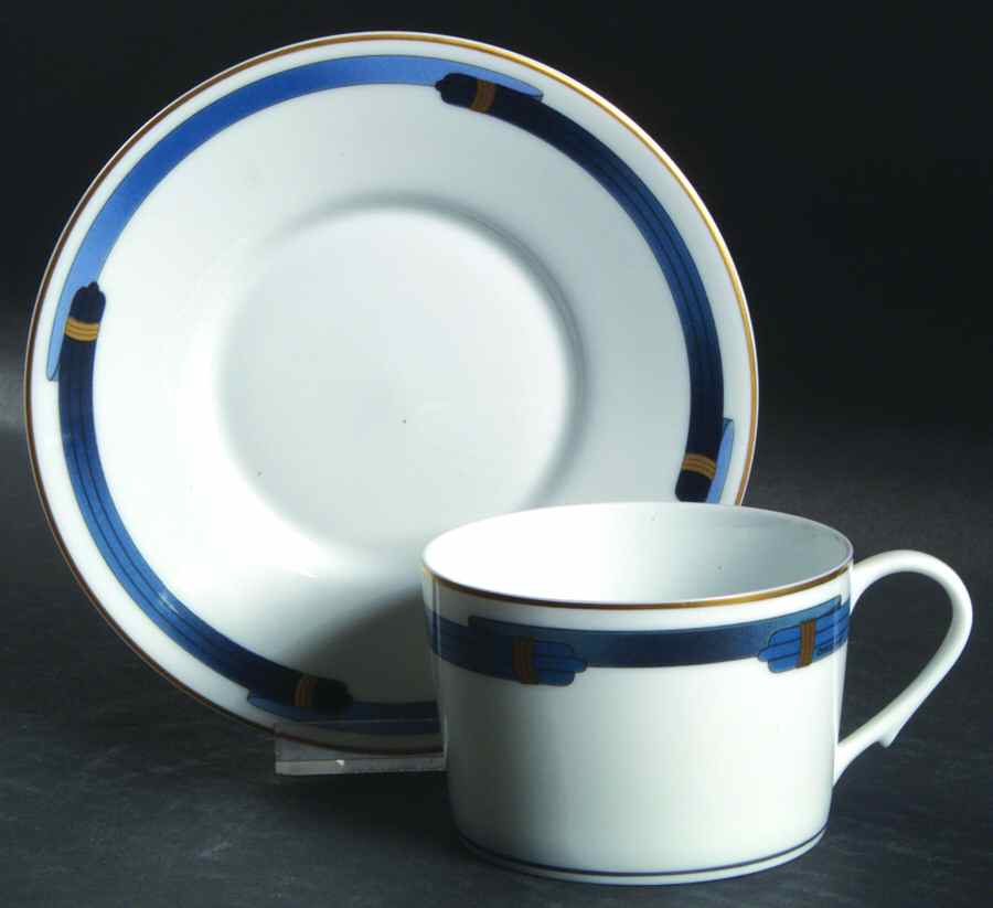 Iriana Bleu Flat Cup & Saucer Set by Christofle-1
