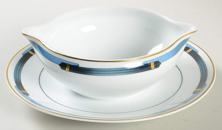 Iriana Bleu Gravy Boat with Attached Underplate by Christofle-1