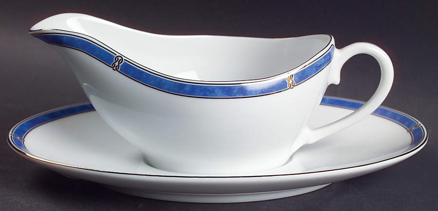Oceana Blue Gravy Boat & Underplate by Christofle-1