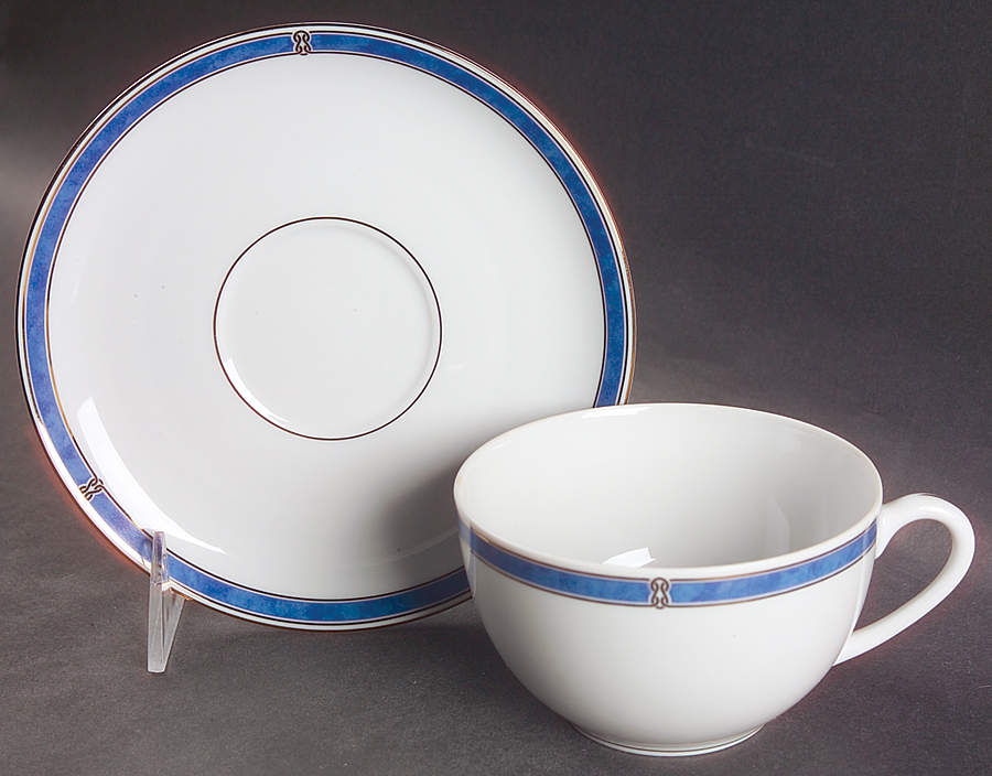 Oceana Blue Flat Cup & Saucer Set by Christofle-1