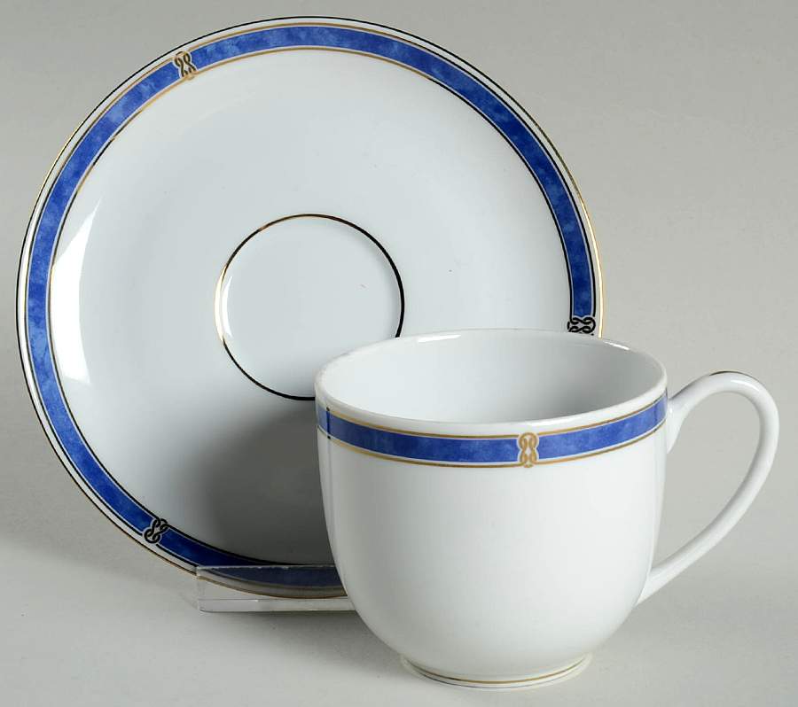 Oceana Blue Flat Cup & Saucer Set by Christofle-1
