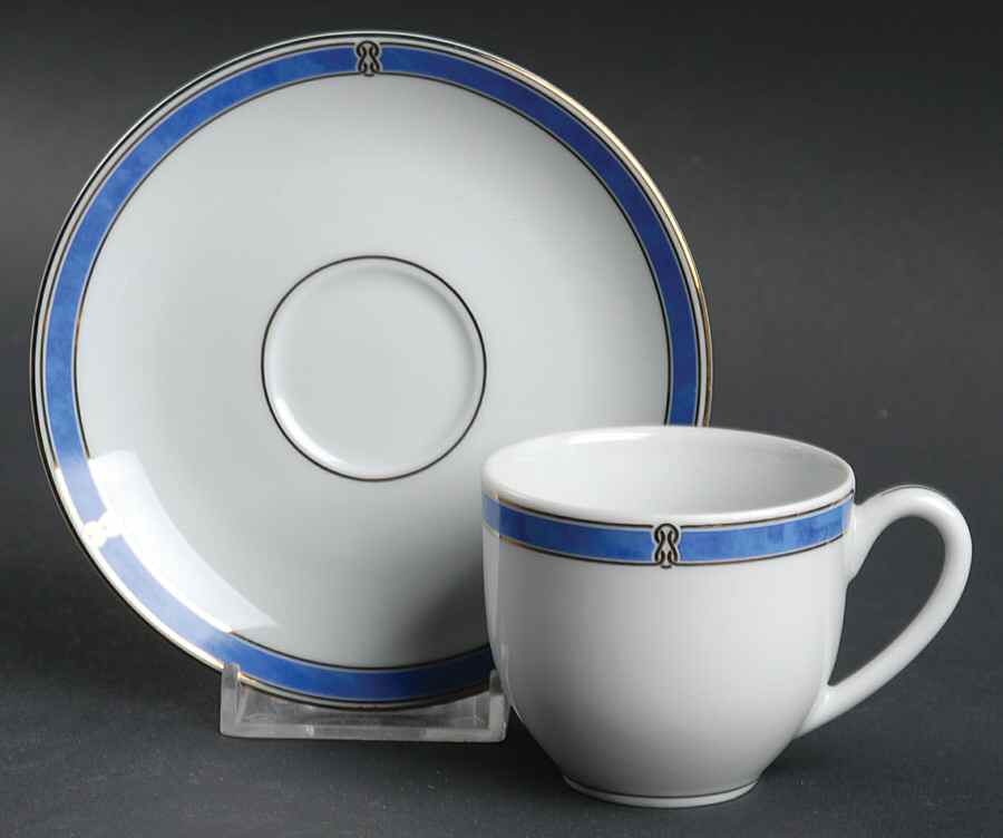 Oceana Blue Flat Demitasse Cup & Saucer Set by Christofle-1
