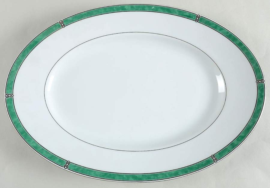 Oceana Green 14" Oval Serving Platter by Christofle-1