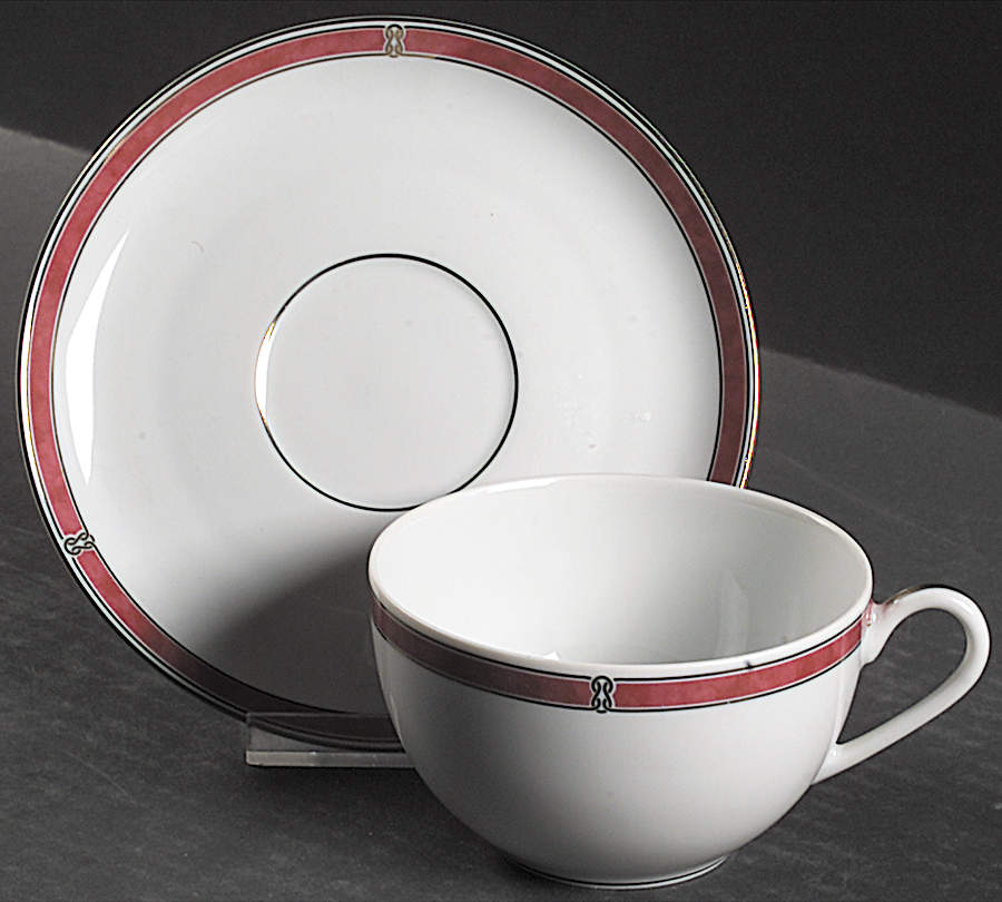 Oceana Red Flat Cup & Saucer Set by Christofle-1