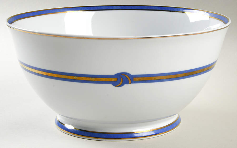 Rubanea Blue 10" Large Salad Serving Bowl by Christofle-1