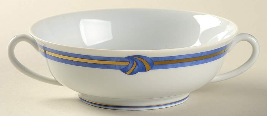 Rubanea Blue Flat Cream Soup Bowl by Christofle-1