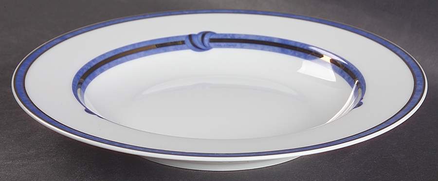 Rubanea Blue Rim Soup Bowl by Christofle-1