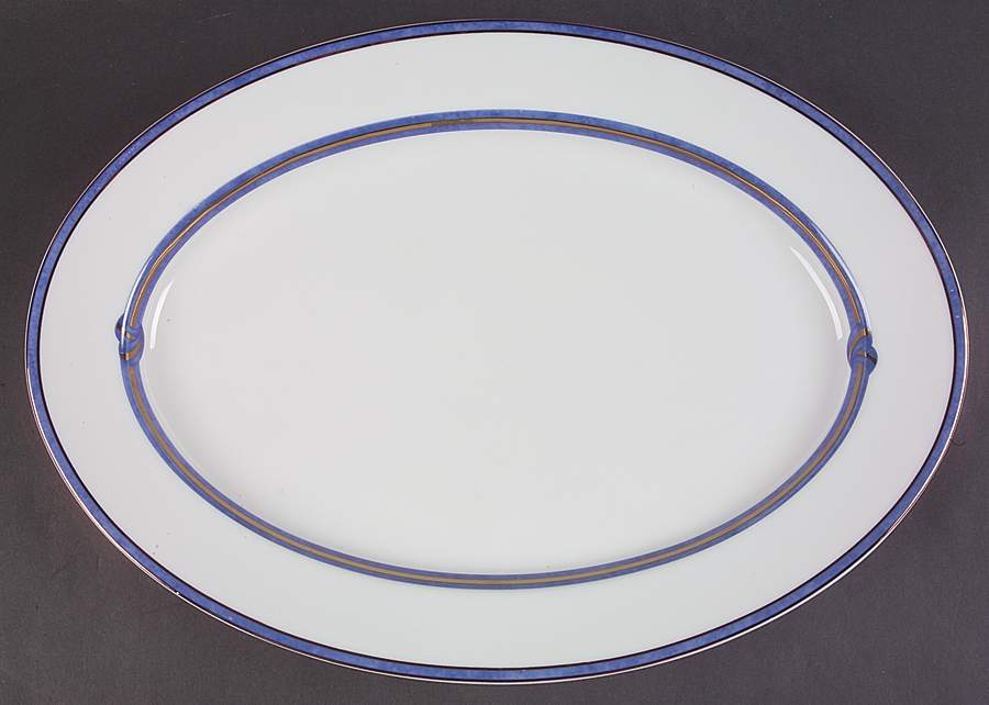 Rubanea Blue 15" Oval Serving Platter by Christofle-1