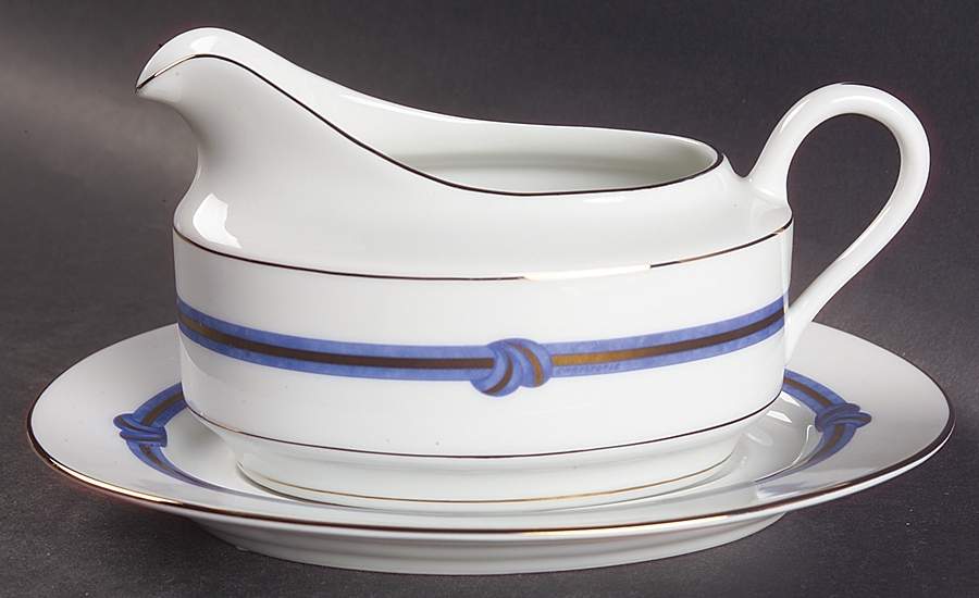 Rubanea Blue Gravy Boat & Underplate by Christofle-1