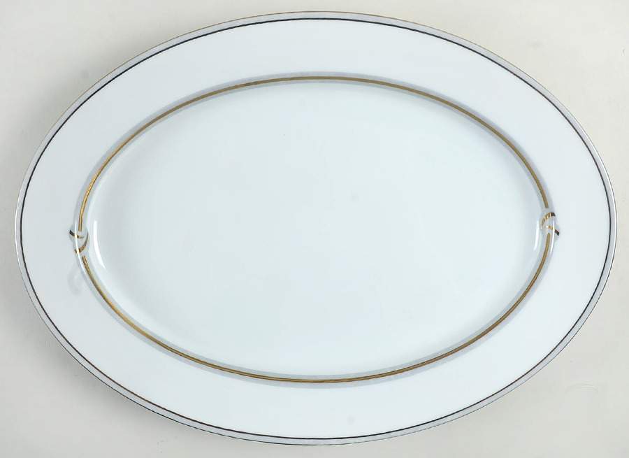 Rubanea Grey 15" Oval Serving Platter by Christofle-1