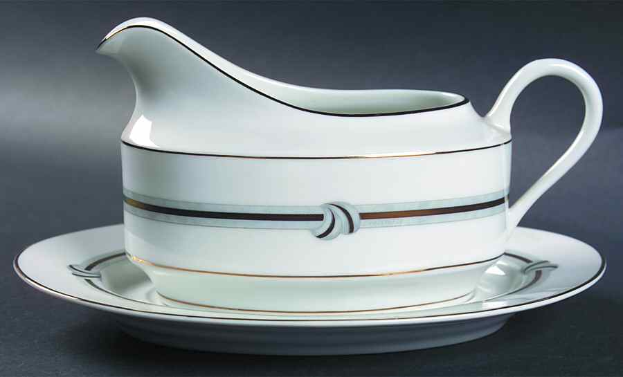Rubanea Grey Gravy Boat & Underplate by Christofle-1