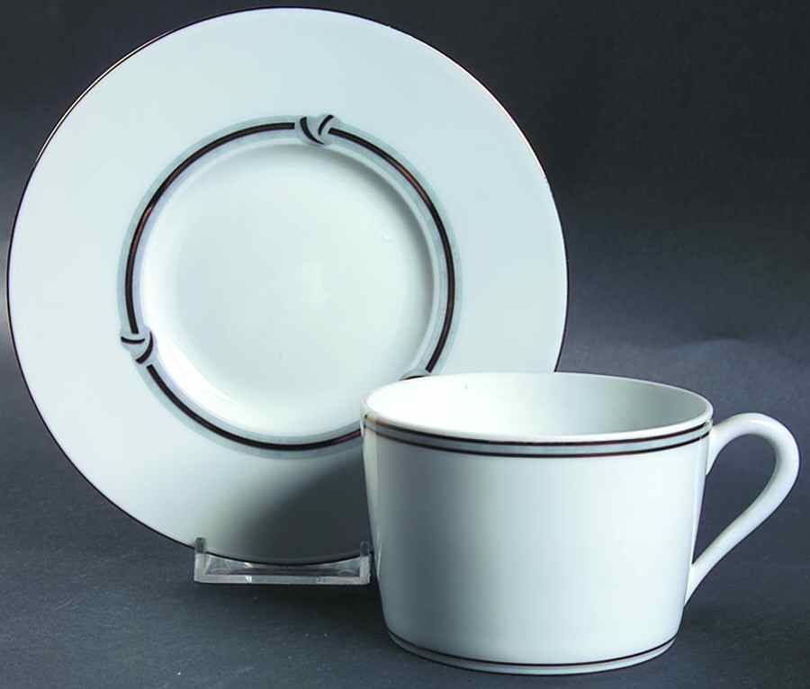 Rubanea Grey Flat Cup & Saucer Set by Christofle-1