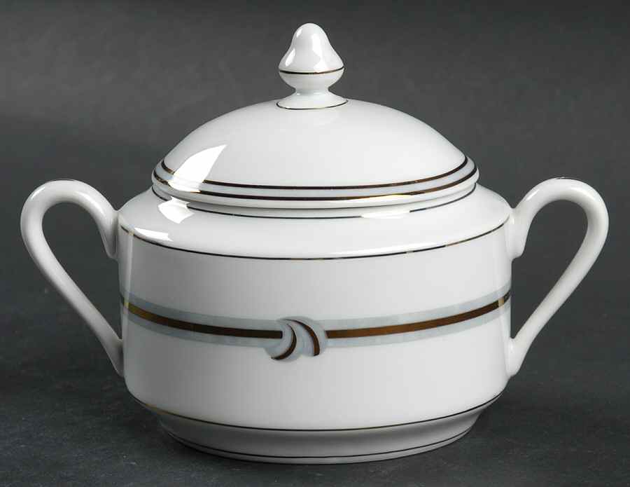 Rubanea Grey Sugar Bowl & Lid by Christofle-1
