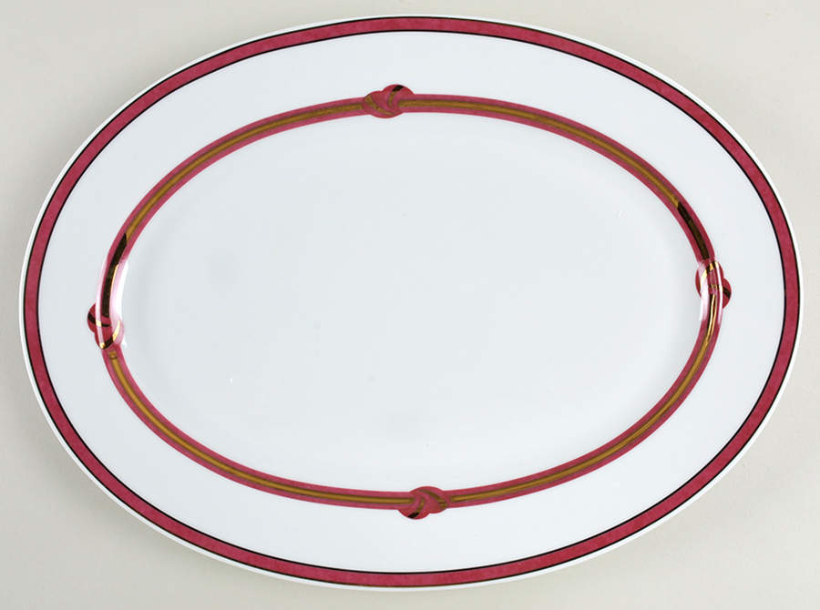 Rubanea Red 14" Oval Serving Platter by Christofle-1