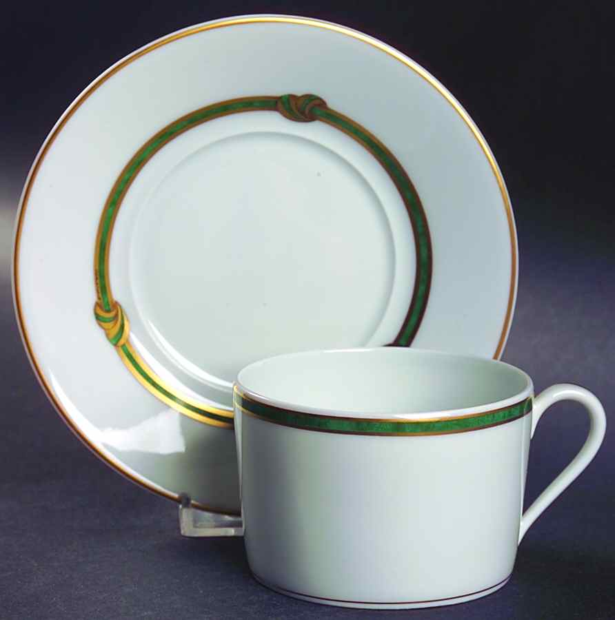 Ruban Vert Flat Cup & Saucer Set by Christofle-1