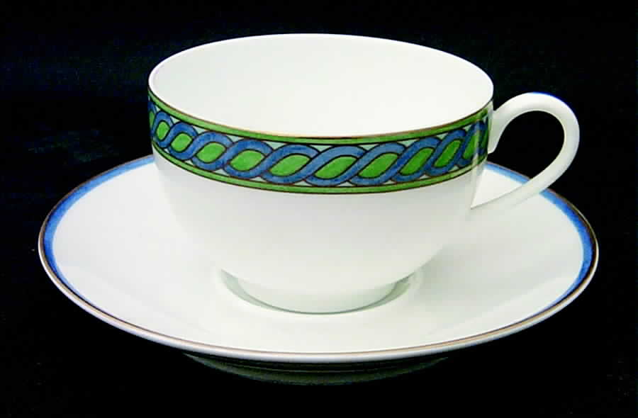 Torsade Bleu Flat Cup & Saucer Set by Christofle-1