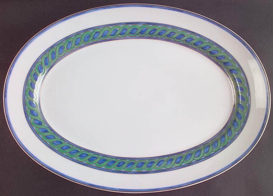 Torsade Bleu 16" Oval Serving Platter by Christofle-1