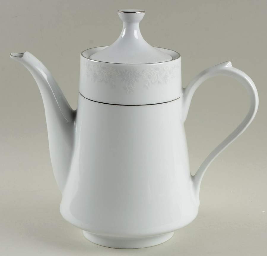 Annie (White & Gray Desgn) Coffee Pot & Lid by China Pearl-1