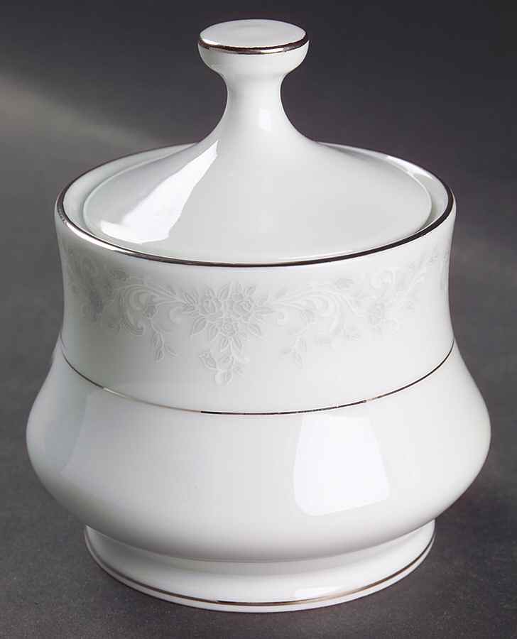 Annie (White & Gray Desgn) Sugar Bowl & Lid by China Pearl-1