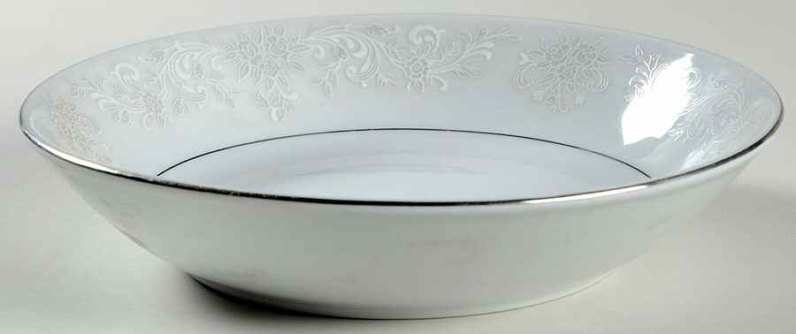 Annie (White & Gray Desgn) Coupe Soup Bowl by China Pearl-1