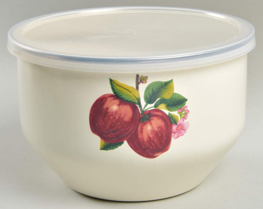 Apples (Casuals) 71/4" Metal Bowl W/Plastic Lid by China Pearl-1