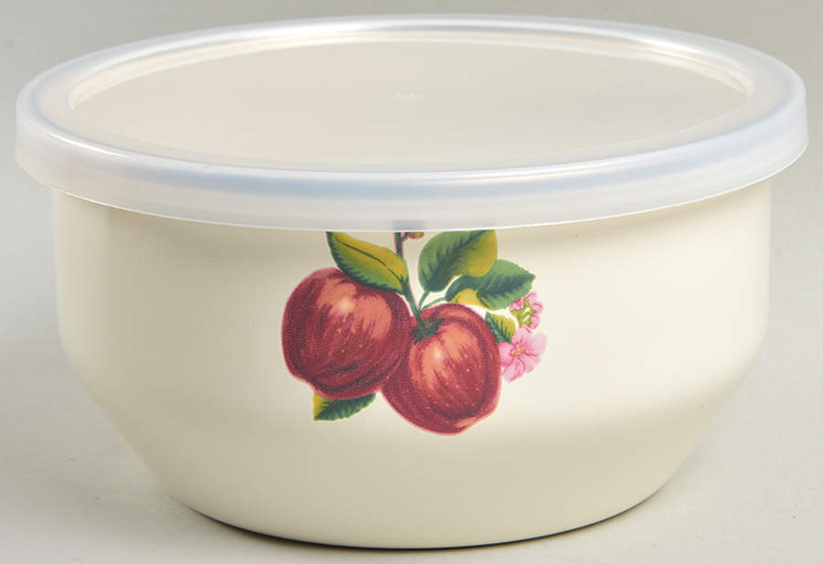 Apples (Casuals) 6" Metal Bowl W/Plastic Lid by China Pearl-1