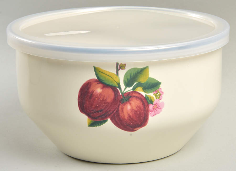 Apples (Casuals) 6 5/8" Metal Bowl W/Plastic Lid by China Pearl-1