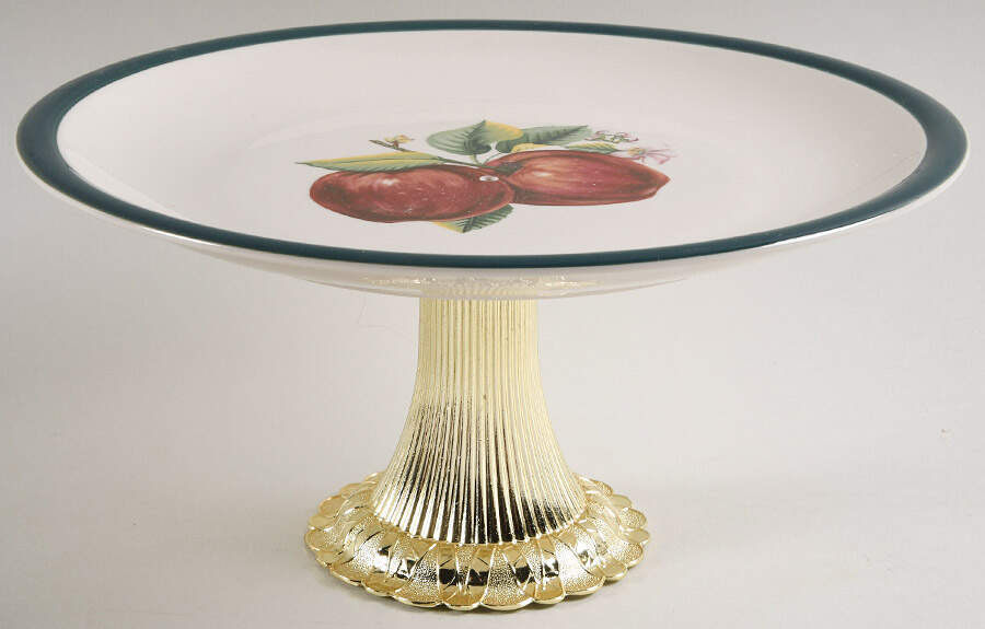Apples (Casuals) Cake Stand with 4"-5" Metal Pedestal  Hc by China Pearl-1