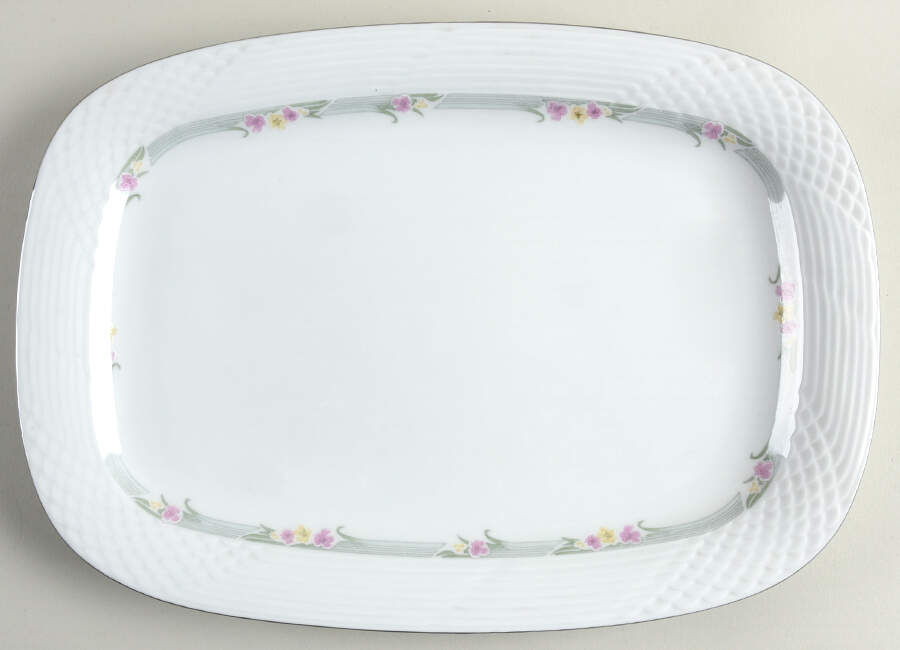 Emerald (Gray Band) 14" Oval Serving Platter by China Pearl-1
