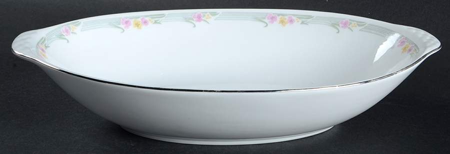 Emerald (Gray Band) 12" Oval Vegetable Bowl by China Pearl-1