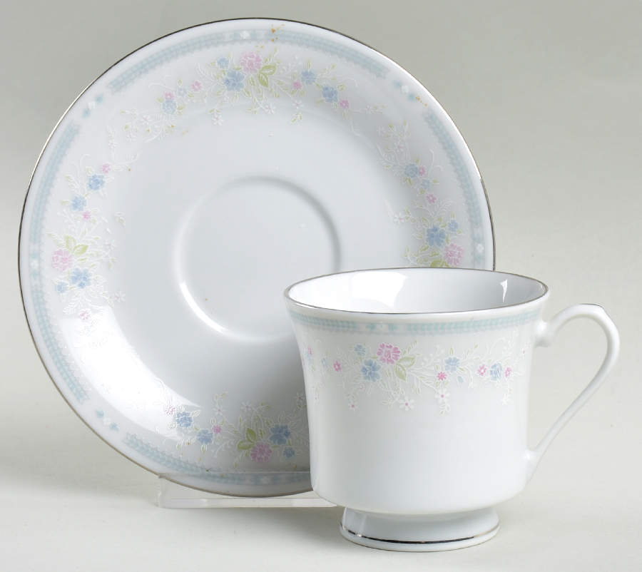 Flora Footed Cup & Saucer Set by China Pearl-1