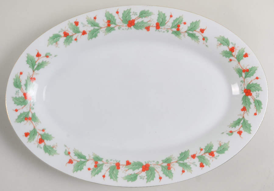 Noel (Brown Lettering Backstamp) 14" Oval Serving Platter by China Pearl-1