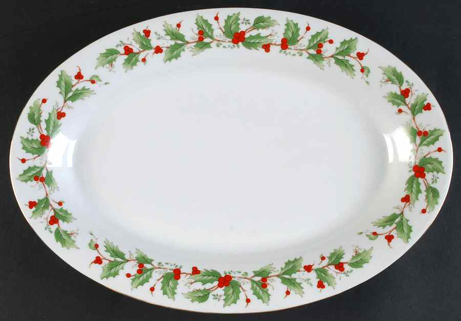 Noel (Brown Lettering Backstamp) 13" Oval Serving Platter by China Pearl-1